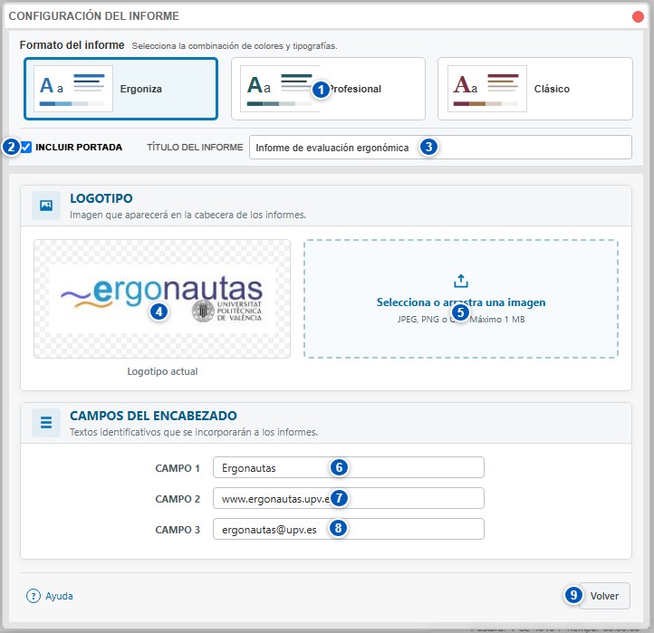 Configuración del informe