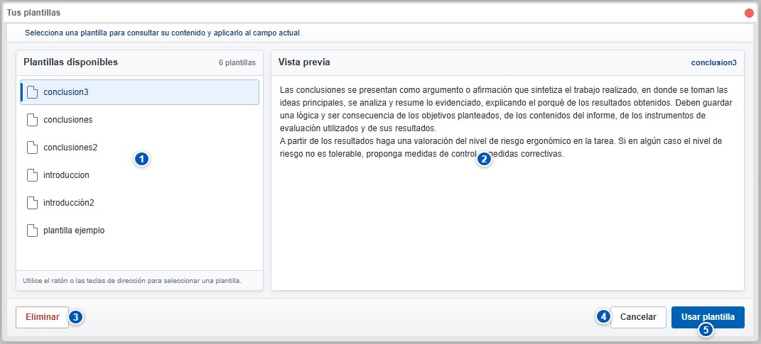 Gestor de plantillas de texto