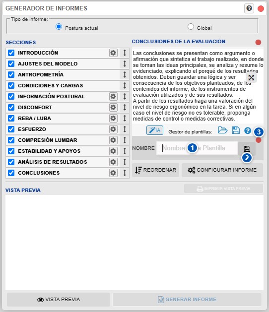 Formulario para guardar una plantilla de texto