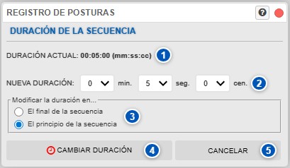 Duración de la secuencia de posturas