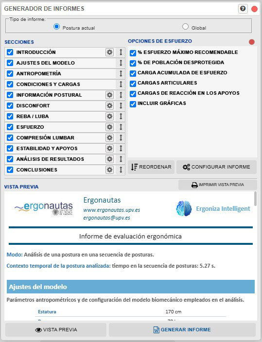Generador de informes de Ergoniza Intelligent